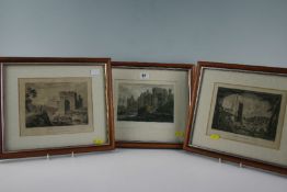 Group of three early nineteenth century coloured and monochrome lithographs; the two monochrome