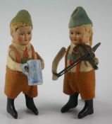 Two early 20th Century Schuco Patent tinplate and fabric wind-up toys both in lederhosen with one