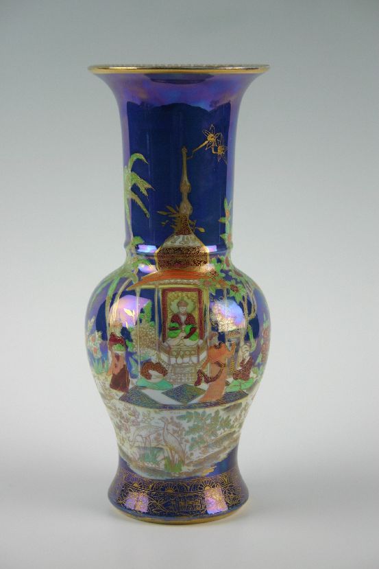 A Carltonware `Persian` pattern baluster vase with blue lustre glaze and gilt decoration, 10.75