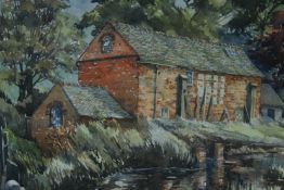 WALTER J ROBERTS (1907-1998); view of a country mill, with label `WISTASTON MILL, JULY 1965`,