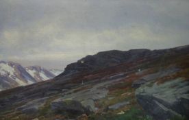 W BAILEY; landscape of Pen-Yr-Olewyn and Foel-Fras, oil on canvas, signed and framed, 9.5 x 14