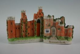 A 19th Century Staffordshire `Carnarvon Castle` model; and another (later) `Beaumaris Castle`