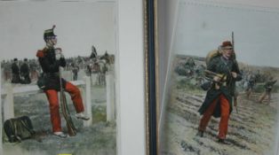 ARTHUR EDOUARD DETAILLE; early 20th Century; pair of Napoleonic scenes, prints, Hogarth framed and