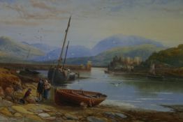 JAMES RUSSELL SMITH (1822-1897); Conwy river scene depicting the local fishing industry and with