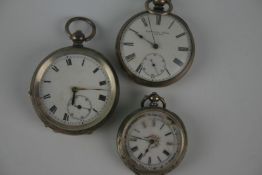 Two late nineteenth / early twentieth century continental silver pocket watches with white enamel