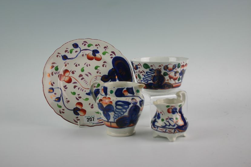 A group of thirteen Gaudy Welsh `Oyster` pattern potter items, various sizes