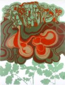 MANGANET BANNES; silk screen print - abstract horticultural design, signed, titled and dated `75