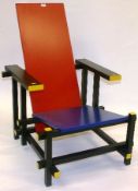 After GERRIT RIETVELD (1888-1964) RED BLUE ARMCHAIR; designed 1922, originally retailed by