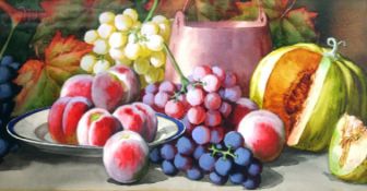 GIOVANNI BARBARO, EARLY TWENTIETH CENTURY; Watercolour - still-life with fruit, signed. 13 x 30.5
