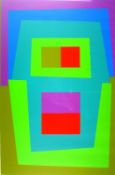 After BOB CROSSLEY, c.1970s; limited edition lithograph - abstract forms of hues of green, blue,