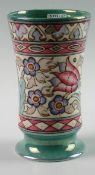 A Charlotte Rhead Bursley Ware lustre vase of concave cylindrical form with pinched circular base,
