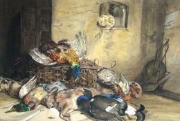 BRITISH SCHOOL, EARLY TO MID TWENTIETH CENTURY; Watercolour - still-life of game to be prepared,