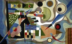 After WASSILY KANDINSKY(1866-1944); wool pile tapestry retailed by Zaida (made in Cashmere) -