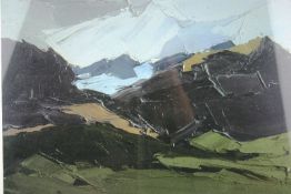 SIR KYFFIN WILLIAMS RA; Coloured limited edition 203/250 print - study of the Welsh landscape,