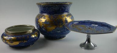 A group of three J Kent Foley Ware ceramics including jardinière, low bowl and comport; each with