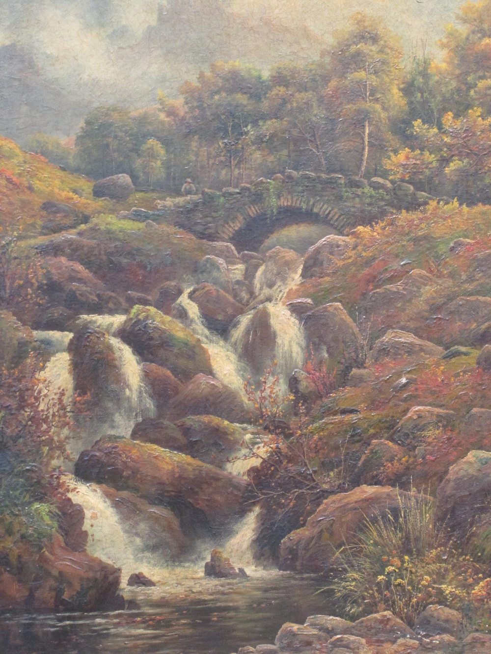 An oil painting, J Barnes, Ashness Bridge, Lake District, signed and dated 1902 and attributed en