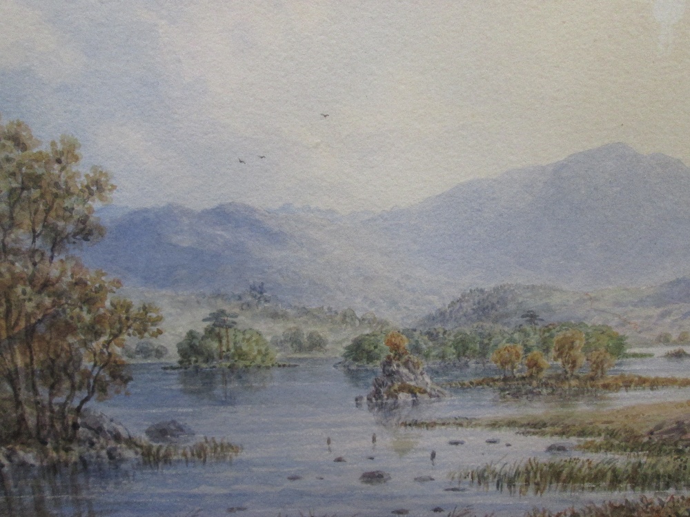 A watercolour W T Longmire, Rydal Lake, signed and dated 1883