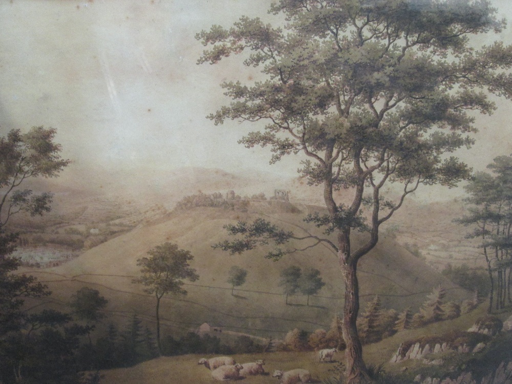 A watercolour, J Lishman, Kendal Castle and environs, from W Field, attributed and dated 1825