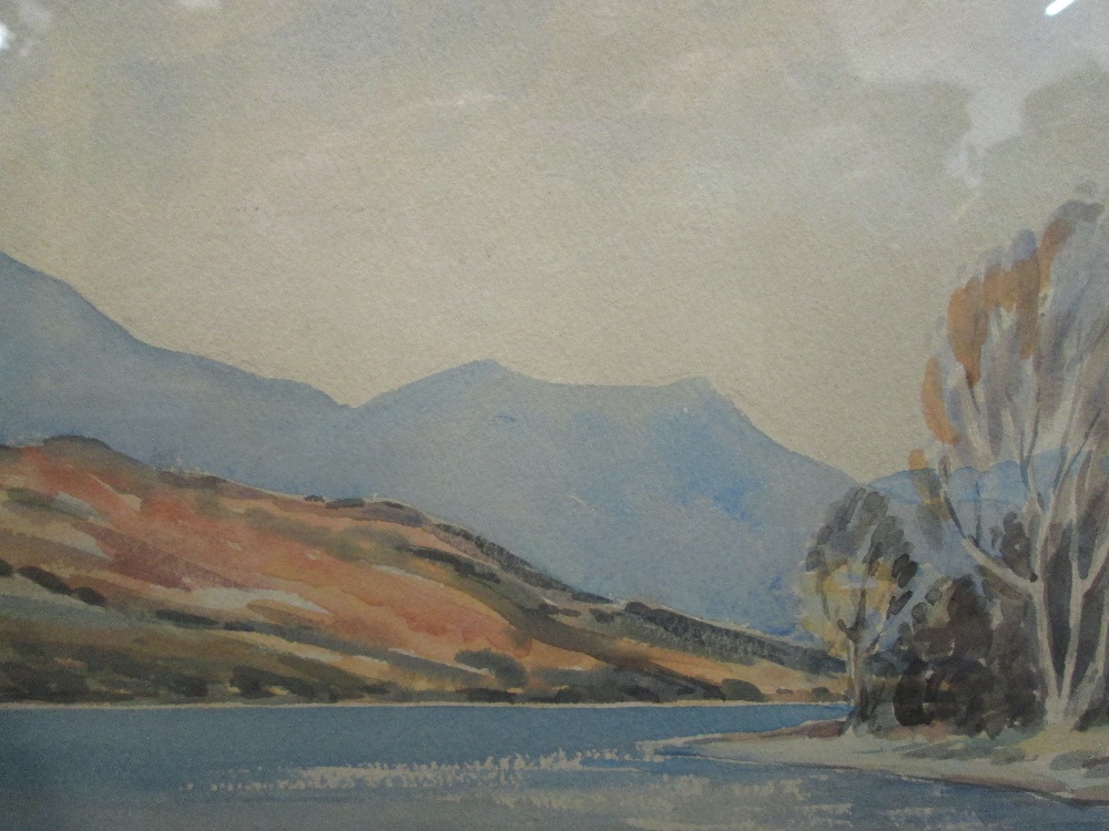 A watercolour, Bert Wells, Coniston Water, attributed, en verso