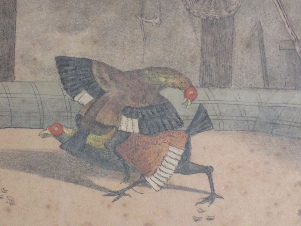 Six prints after Alken, Cock fighting 19th century including ` When Cock Meets Cock`