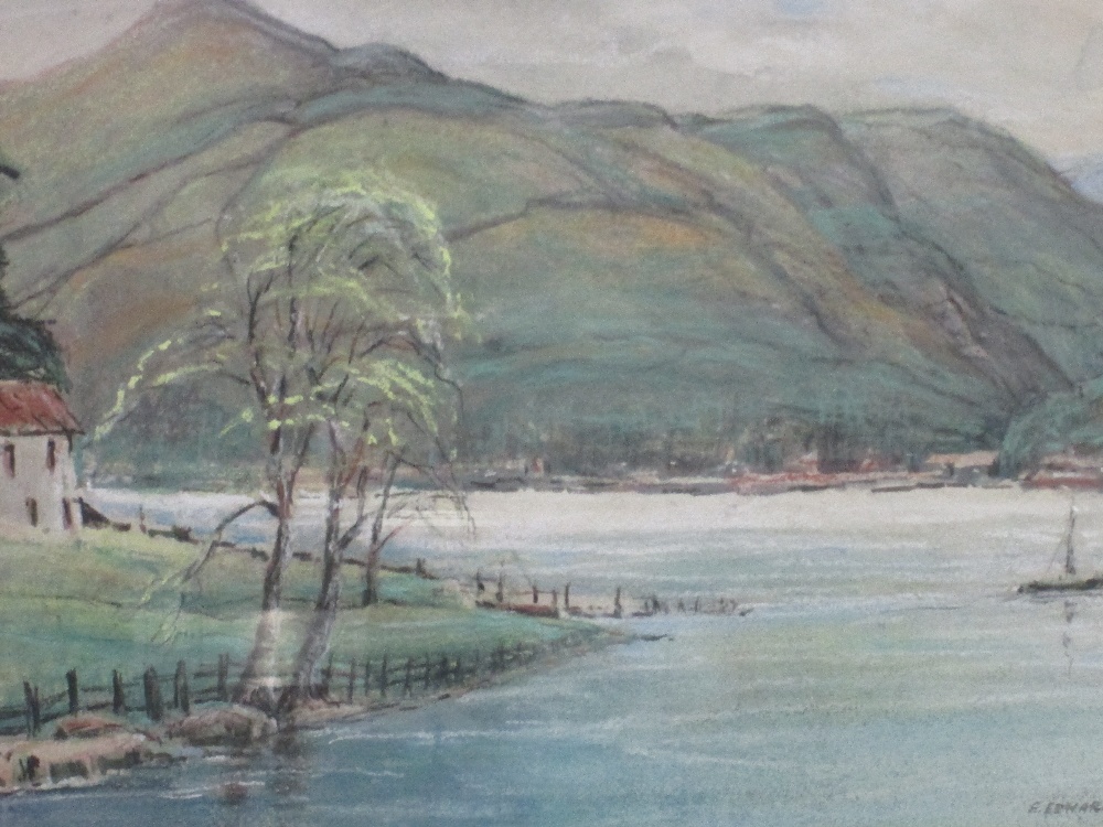 A pastel sketch, E Edwards, Ullswater, signed and dated 1983