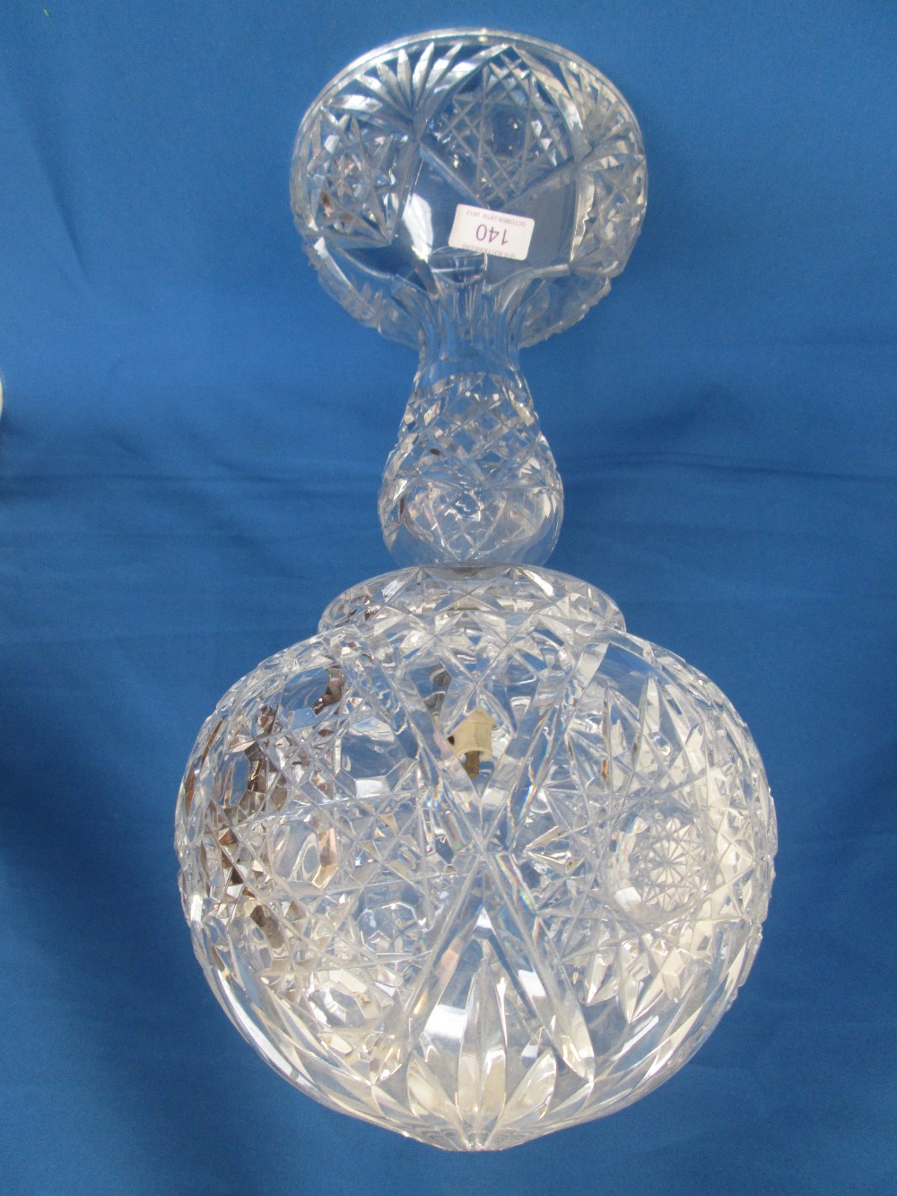 A cut glass table lamp of 1920`s global design