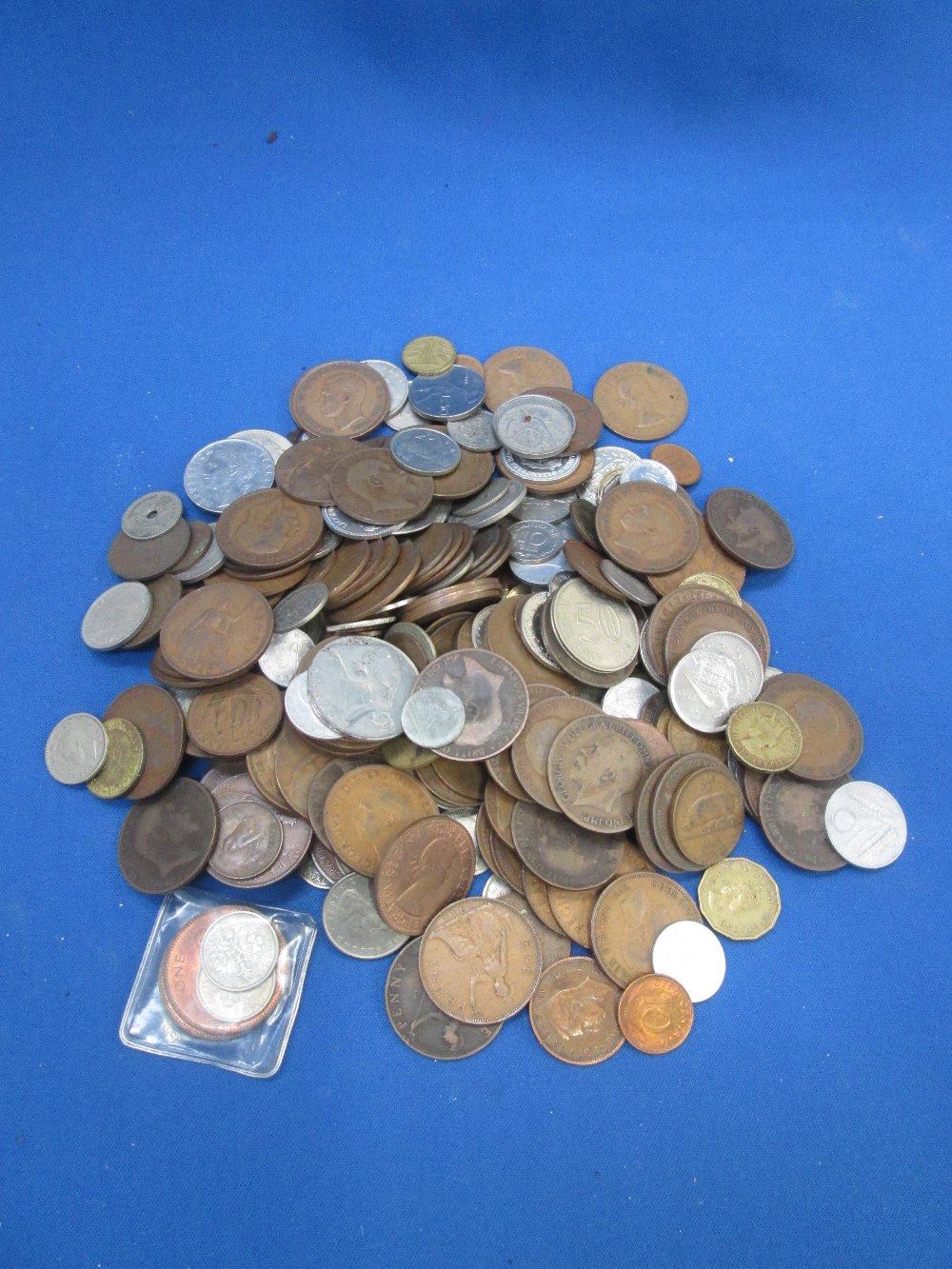 A selection of coins, various including U.S.A. 1964 silver coinage set, Churchill crowns etc