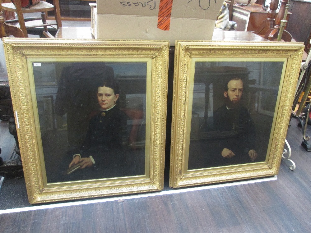 A pair of oil paintings, 19th century portrait studies, Mr & Mrs Lord