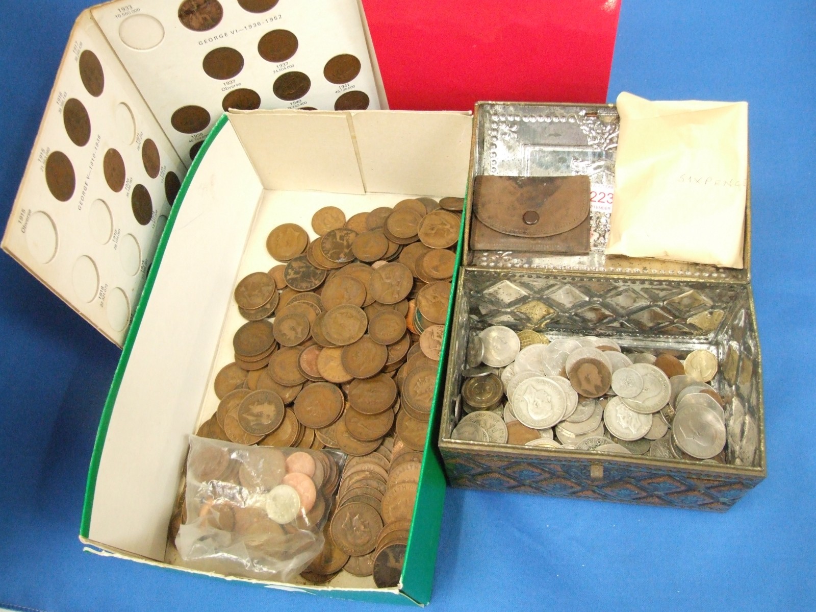 A selection of old and new coins including white metal and present circulation