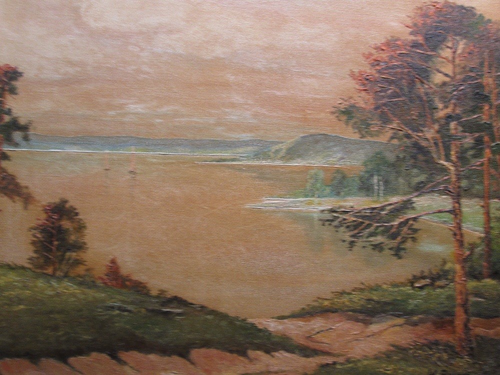 An oil painting on board, W Borsch, Lakes landscape, signed