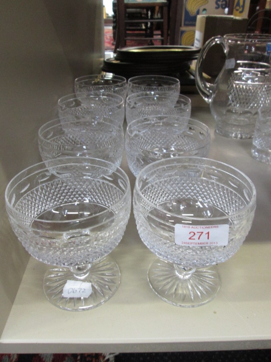 Eight Cumbria Crystal sundae dishes in the Grasmere pattern