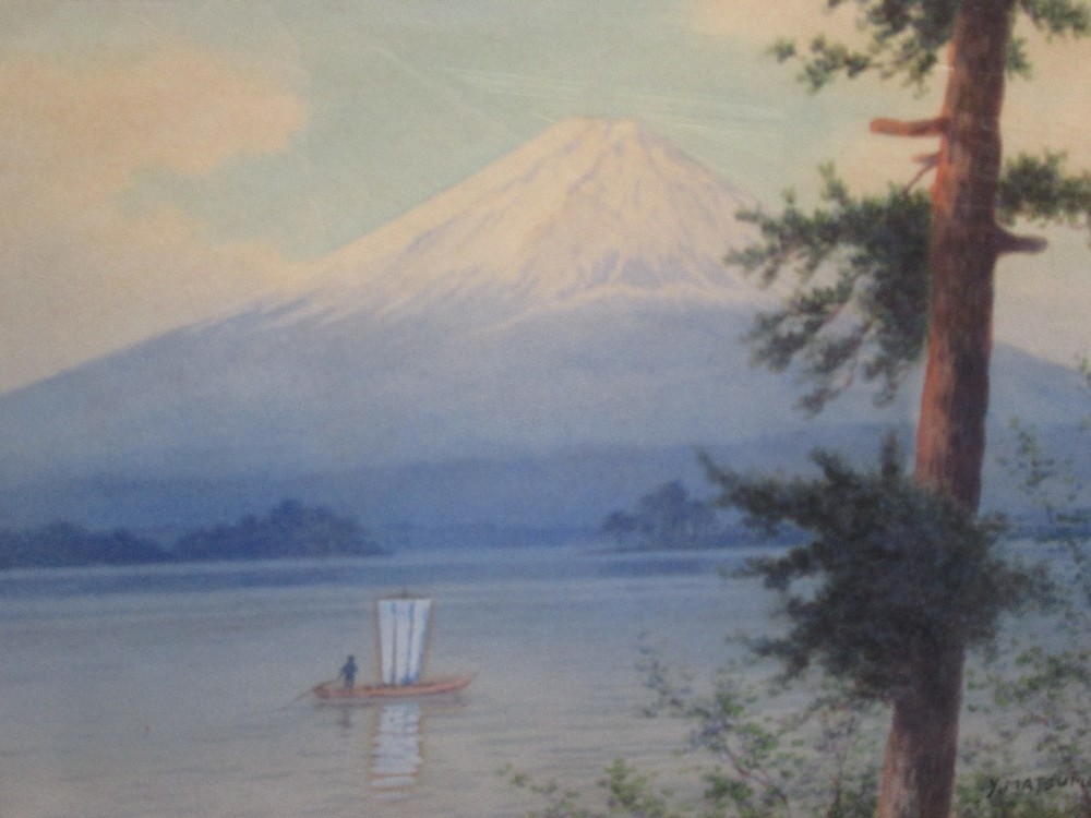 A Japanese watercolour, Y Matsumoto, Mount Fuji, signed, a photographic print after Henry Mayson,