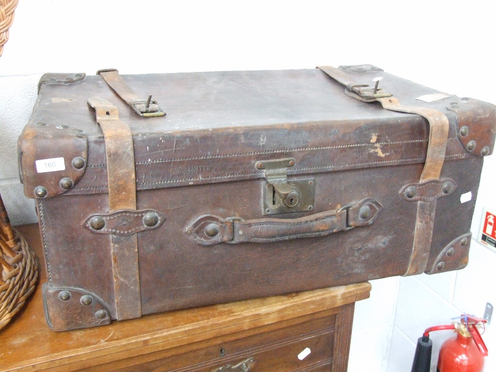 A vintage leather travel trunk by Arthur Barber, Bradford