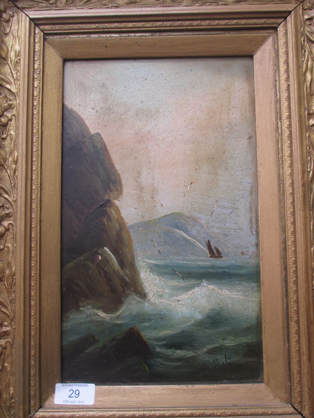 A pair of oil paintings, Edwardian coastal views, indistinctly signed