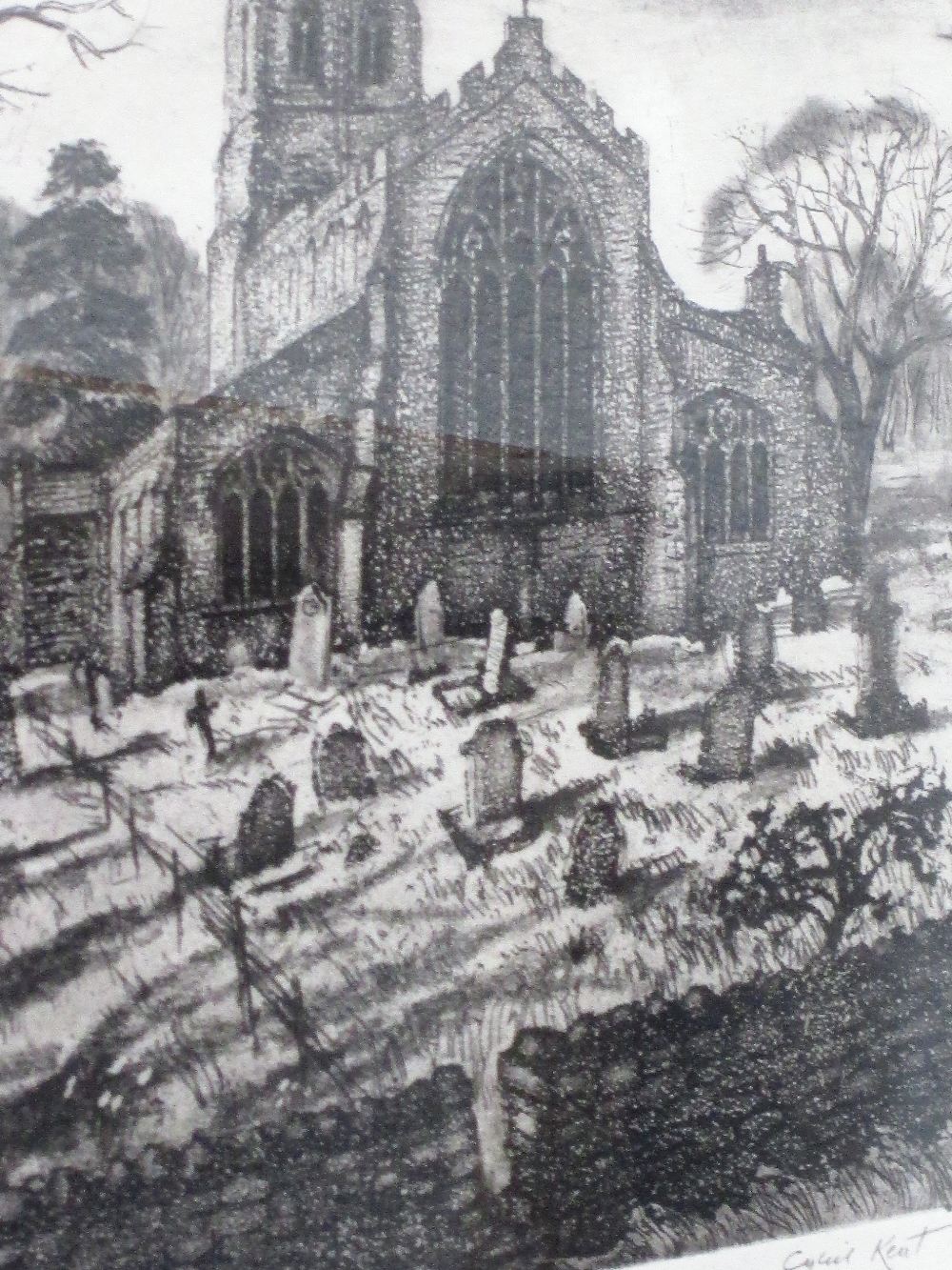 A Limited Edition lithographical print, after Cyril Kent, St Andrews Church Aysgarth