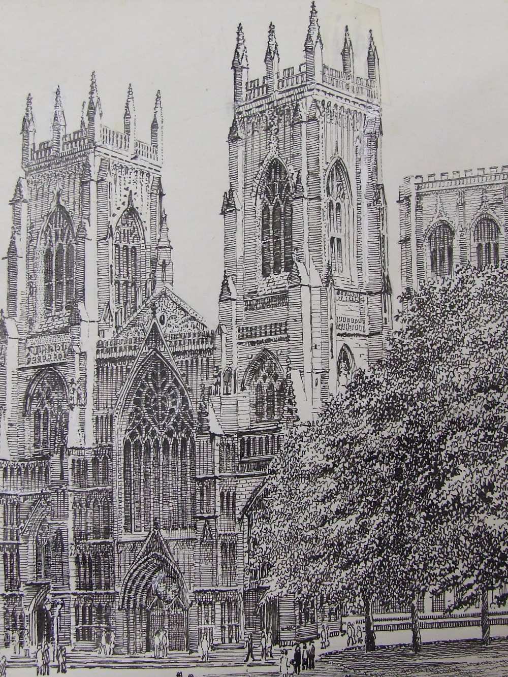 A pen and ink sketch, Alfred Wainwright, `York Minster`, signed