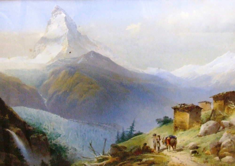A print, 19th Century Continental mountainous landscape