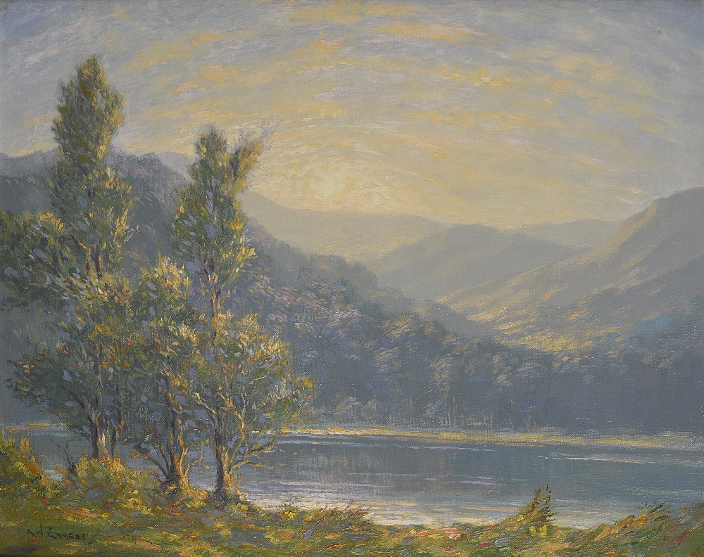 AUGUSTUS WILLIAM ENNESS (1876-1948) `SUNSET` signed l.l; oil on canvas 39.5cm x 49.5cm; 15 1/2in x