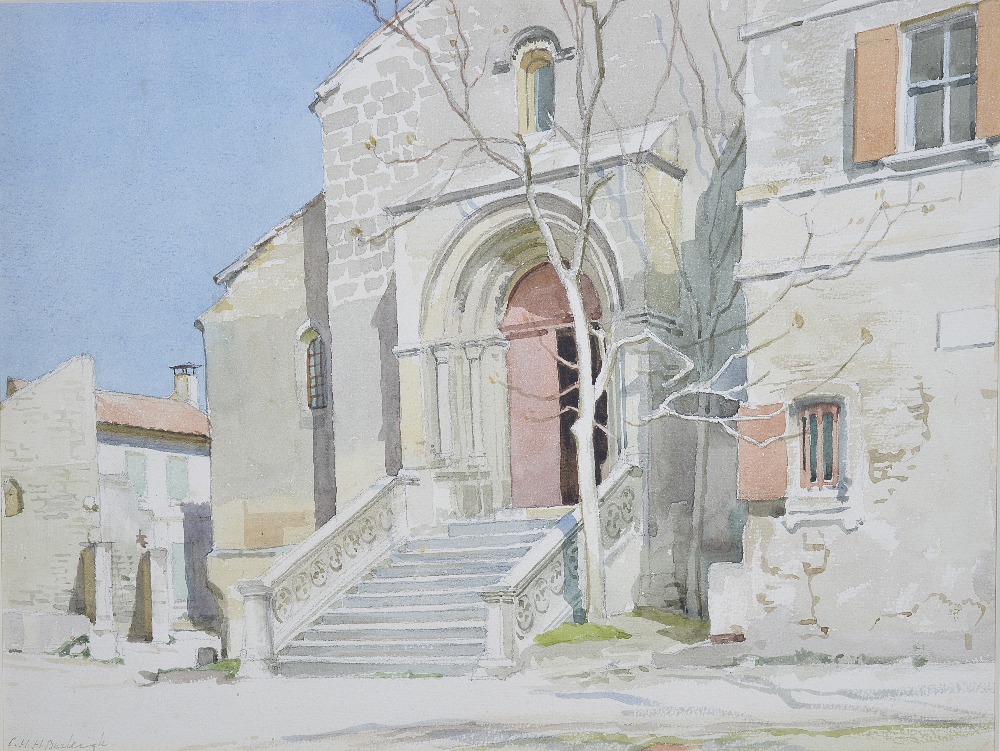 CHARLES H. H. BURLEIGH (1875-1956) THE OLD STEPS signed l.l; watercolour and pencil 26.5cm x 36cm;