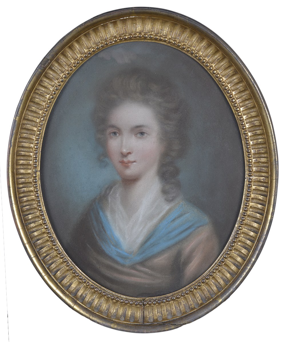 CIRCLE OF JOHN RUSSELL, EARLY 19TH CENTURY A PORTRAIT OF A LADY pastels 37.5cm x 30cm; 14 3/4in x 11