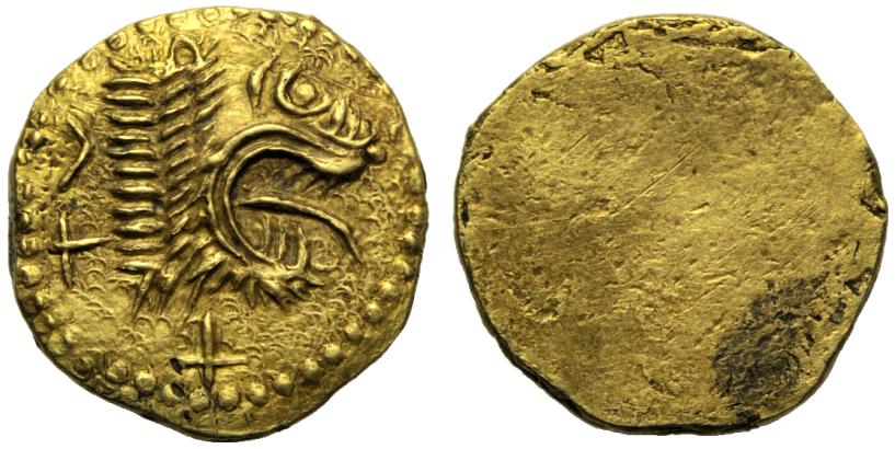 Greek Coinage Etrury, Populonia, 25 Asses, c. 211-208 BC; AV (g 1,35; mm 11; h -); Head of lion r.