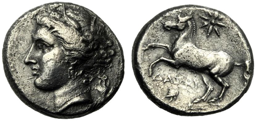 Greek Coinage Apulia, Arpi, Didrachm, Magistrate Dazaios, c. 325-275 BC; AR (g 6,97; mm 21; h 6);