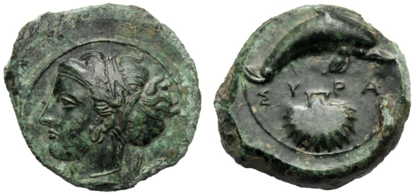 Greek Coinage Sicily, Syracuse, Hemilitron, Dionysios I (405-667), c. 405 a.C.; AE (g 3,37; mm 16; h