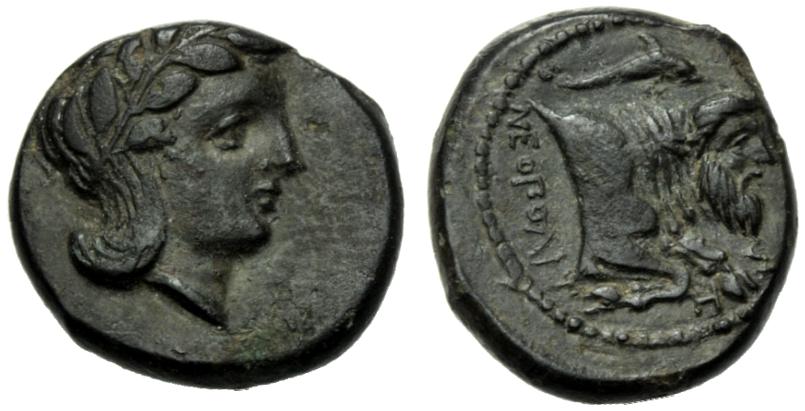 Greek Coinage Campania, Neapolis, Bronze (Hemilitra ?), c. 325-300 BC; AE (g 3,30; mm 14; h 9);