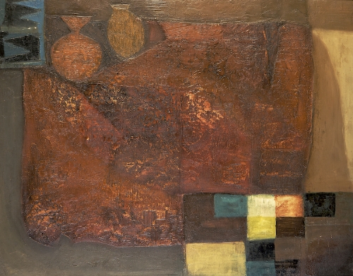 Arthur Armstrong RHA (1924-1996)
Copper-Coloured Abstract
Oil and mixed media on board, 61 x 76cm (