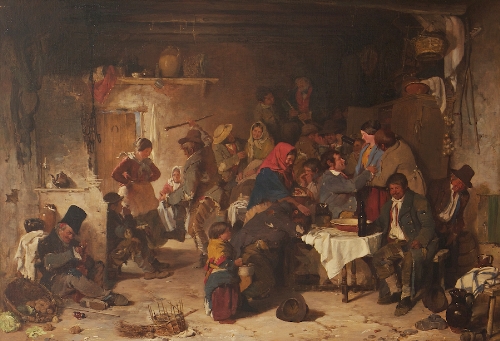 Erskine Nicol RSA ARA (1825-1904)
A Shebeen at Donnybrook
Oil on canvas, 61 x 87 cm (24 x 34Â½")