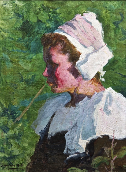 Joseph Milner Kite (1862-1945) 
Portrait of a Breton Girl
Oil on canvas, 40.5 x 30.5cm (16 x 12")