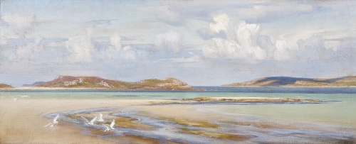 ARTHUR TREVETHIN NOWELL R.I. (1862-1940)
A Sunny Beach Scene
Oil on canvas, 41 x 99cm
Signed and