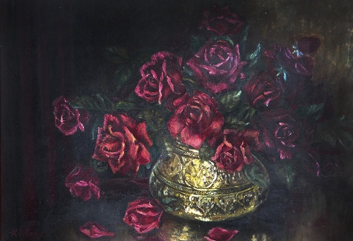 SCOTTISH SCHOOL
Still Life with Roses in Vase
Oil on canvas, 43 x 62cm
Signed indistinctly