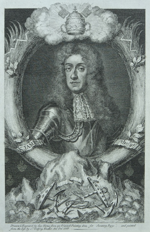 GEORGE VERTUE, AFTER VAN DYKE & OTHERS
Portraits of Charles I, Charles II, James I, and James II